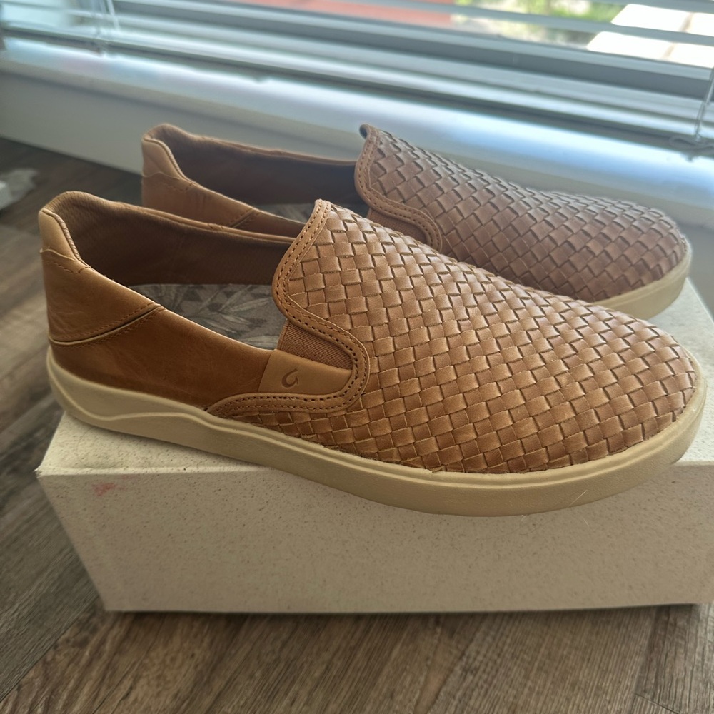 Men's Tan Slip-On Shoes olukai lae’ahi lauhala